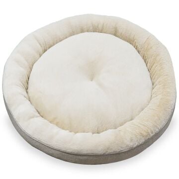 Bunny, Donut Şeklinde, Stres Azaltıcı, Yüksek Kaliteli Peluş Kumaşlı, Yıkanabilir Kedi ve Köpek Yatağı Bej - 70*70*14