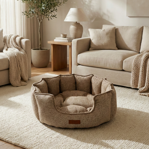 Chelsea Premium Konfor Kedi ve Köpek Yatağı– Yumuşak Dokulu, Yüksek Yan Duvar, Makinede Yıkanabilir