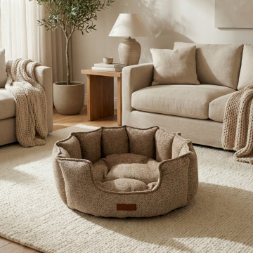 Chelsea Premium Konfor Kedi ve Köpek Yatağı– Yumuşak Dokulu, Yüksek Yan Duvar, Makinede Yıkanabilir Gri - 76*76*30