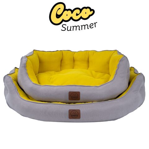 Coco Summer, Yazlık Kumaşlı, Ultra Yumuşak, Kaydırmaz Tabanlı, Yıkanabilir Kedi ve Köpek Yatağı