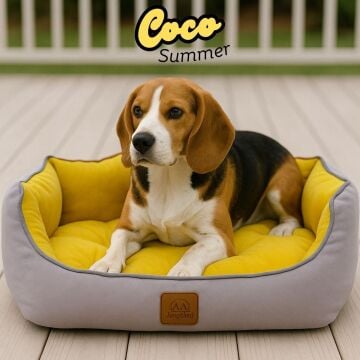 Coco Summer, Yazlık Kumaşlı, Ultra Yumuşak, Kaydırmaz Tabanlı, Yıkanabilir Kedi ve Köpek Yatağı Yeşil - 52*62*18