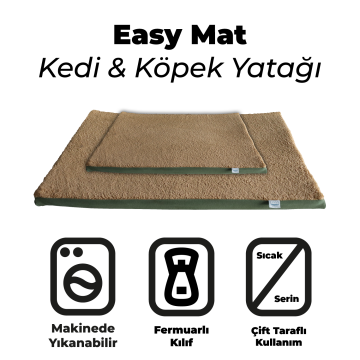 EasyMat, Çift Taraflı Kullanılabilen, Çıkarılabilir Kılıflı, Yıkanabilir, Kedi ve Köpek Matı Bej - 60*80