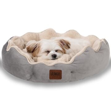 Elsa, Çift Taraflı Minderli, Ultra Yumuşak, Kaydırmaz Tabanlı, Yıkanabilir, Kedi ve Köpek Yatağı Gri & Bej - 38*44*12