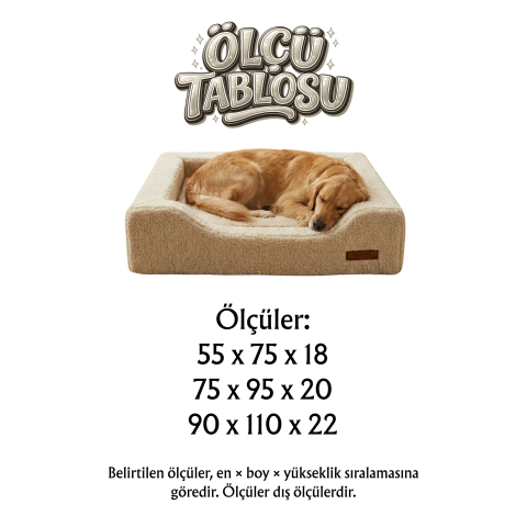 Enzo, Ortopedik Süngerli, Çıkarılabilir Kılıflı, Su Geçirmez Alezli, Tasarım Kedi ve Köpek Yatağı