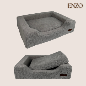 Enzo, Ortopedik Süngerli, Çıkarılabilir Kılıflı, Su Geçirmez Alezli, Tasarım Kedi ve Köpek Yatağı Krem - 55*75