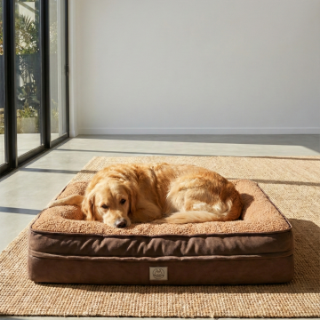 Felix, Visco Süngerli, Ultra Yumuşak, %100 Su Geçirmez Alezli, Çıkarılabilir Kılıflı, Kedi ve Köpek Yatağı Kahverengi - 75*95