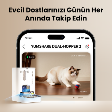 PETKIT YumShare 2 Kameralı Çift Hazneli Akıllı Mama Kabı