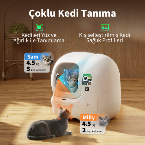 Petkit Purobot Max Pro 2 Akıllı Kedi Tuvaleti Beyaz