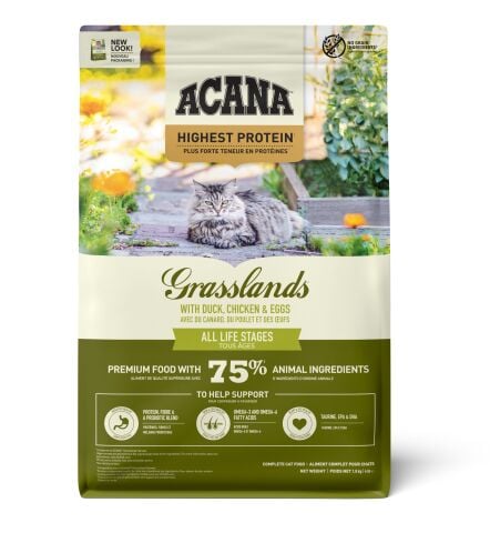 ACANA Grasslands Highest Protein (Yüksek Protein) Kedi Maması 1,8kg - Tüm ırk ve yaşam evreleri için