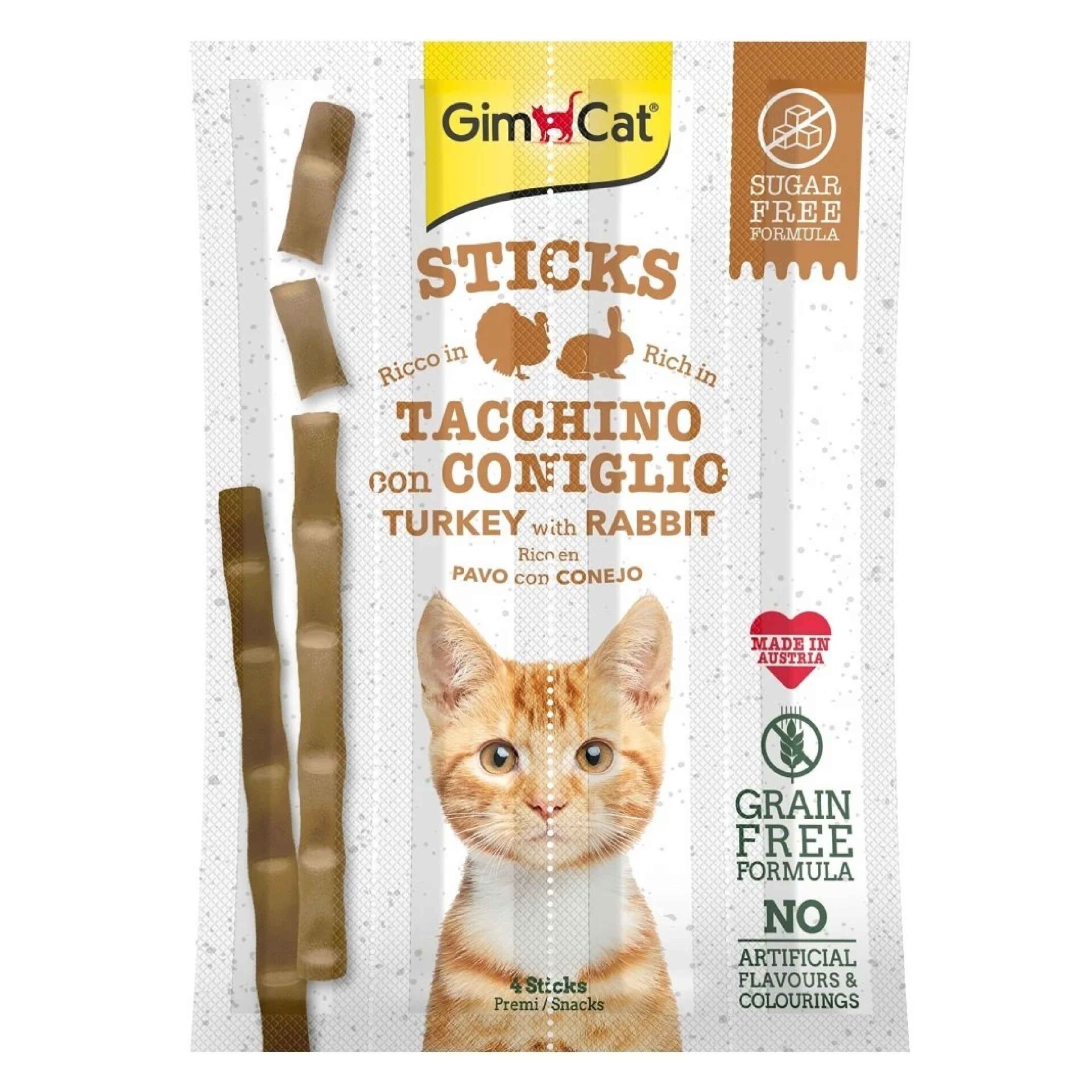 GimCat Sticks Hindi Etli Tavşan etli TAHILSIZ Ödül Çubukları 20 gr