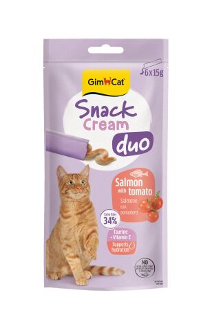 Gimcat Snack Cream Duo Somonlu & Domatesli Kedi Ödülü 6x15gr