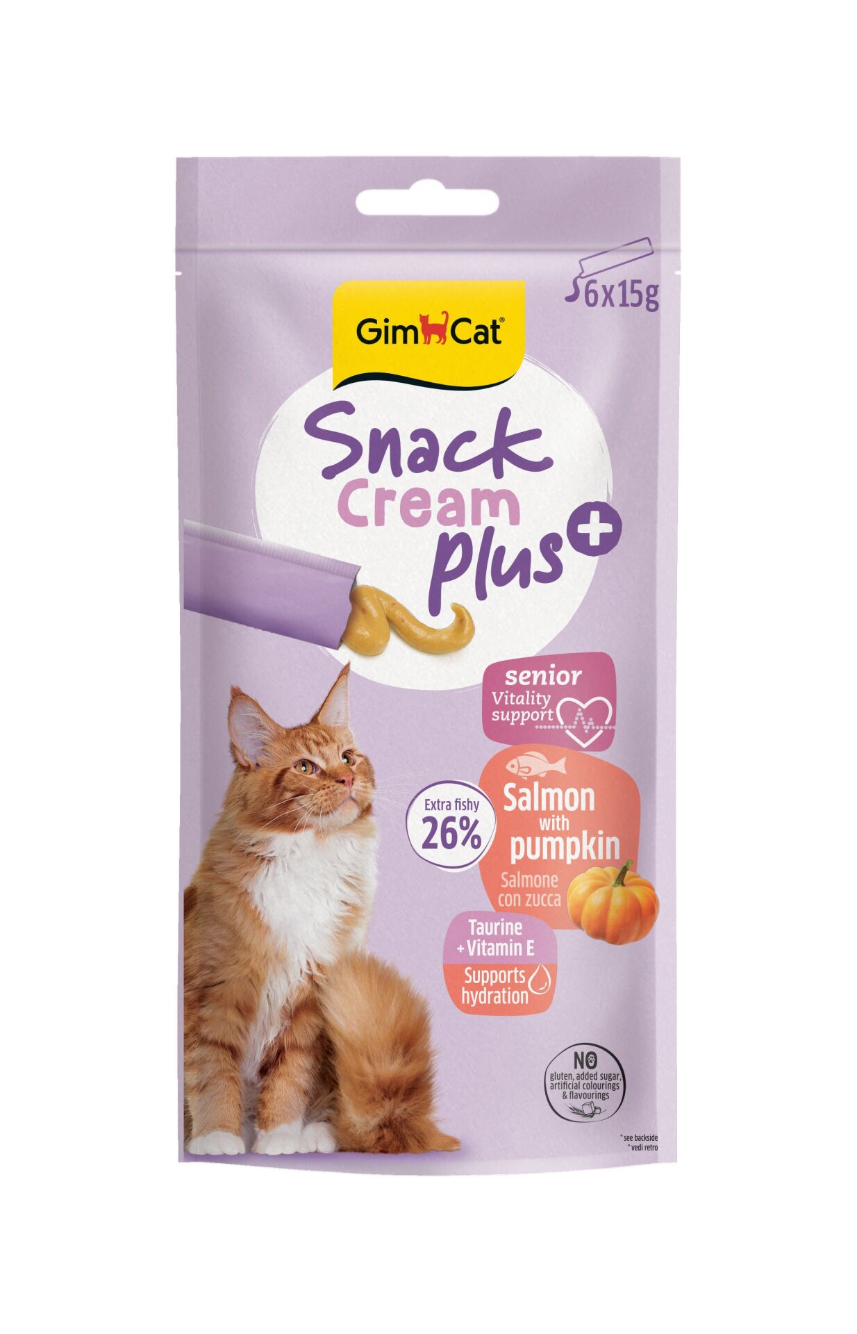 Gimcat Snack Cream Senior Somonlu & Balkabaklı Kedi Ödülü 6x15gr