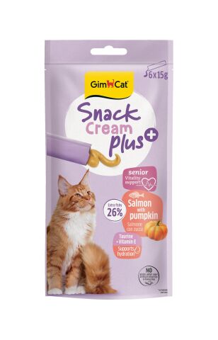 Gimcat Snack Cream Senior Somonlu & Balkabaklı Kedi Ödülü 6x15gr