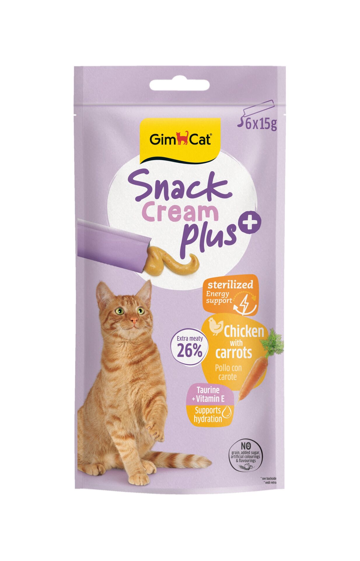 Gimcat Snack Cream Sterilised Tavuklu & Havuçlu Kedi Ödülü 6x15gr