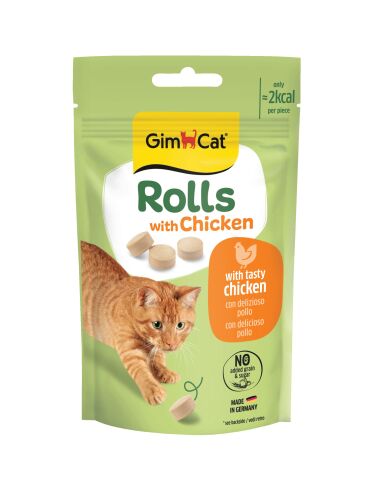 Gimcat Rolls with Chicken (Tavuklu) Kedi Ödül Tableti 50 gr