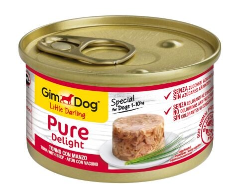 GimDog Little Darling Pure Delight Konserve Köpek Maması - Tuna Balıklı Biftekli 85gr
