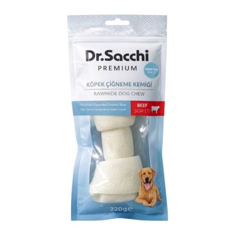 Dr.Sacchi Premium Sığır Etli Sığır Derisi Genişletilmiş Düğüm Kemik Tahılsız Köpek Ödülü 10-11'' 1'li 220 Gr