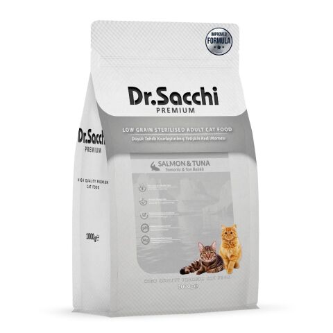 Dr.Sacchi Premıum Düşük Tahıllı Somonlu Ve Ton Balıklı Kısırlaştırılmış Kedi Maması 1 Kg